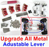 WPL C24 C-24 Spare Parts-10-01 Upgrade All Metal lever-Length adustable-Red(Include 8pcs Metal Rod,2pcs Metal Straight bridge rod base and screws),WPL C24 C-24 RC Car Parts,WPL Parts,WPL C24 C-24 RC Military Truck Spare parts Accessories,WPL 4X4 1:16 Off-road Truck Parts